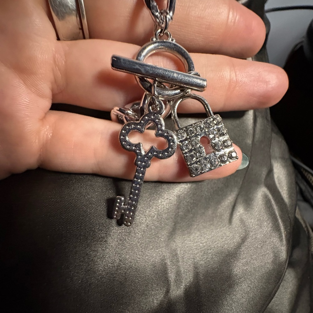 Silver Key and Lock Charm Bracelet
